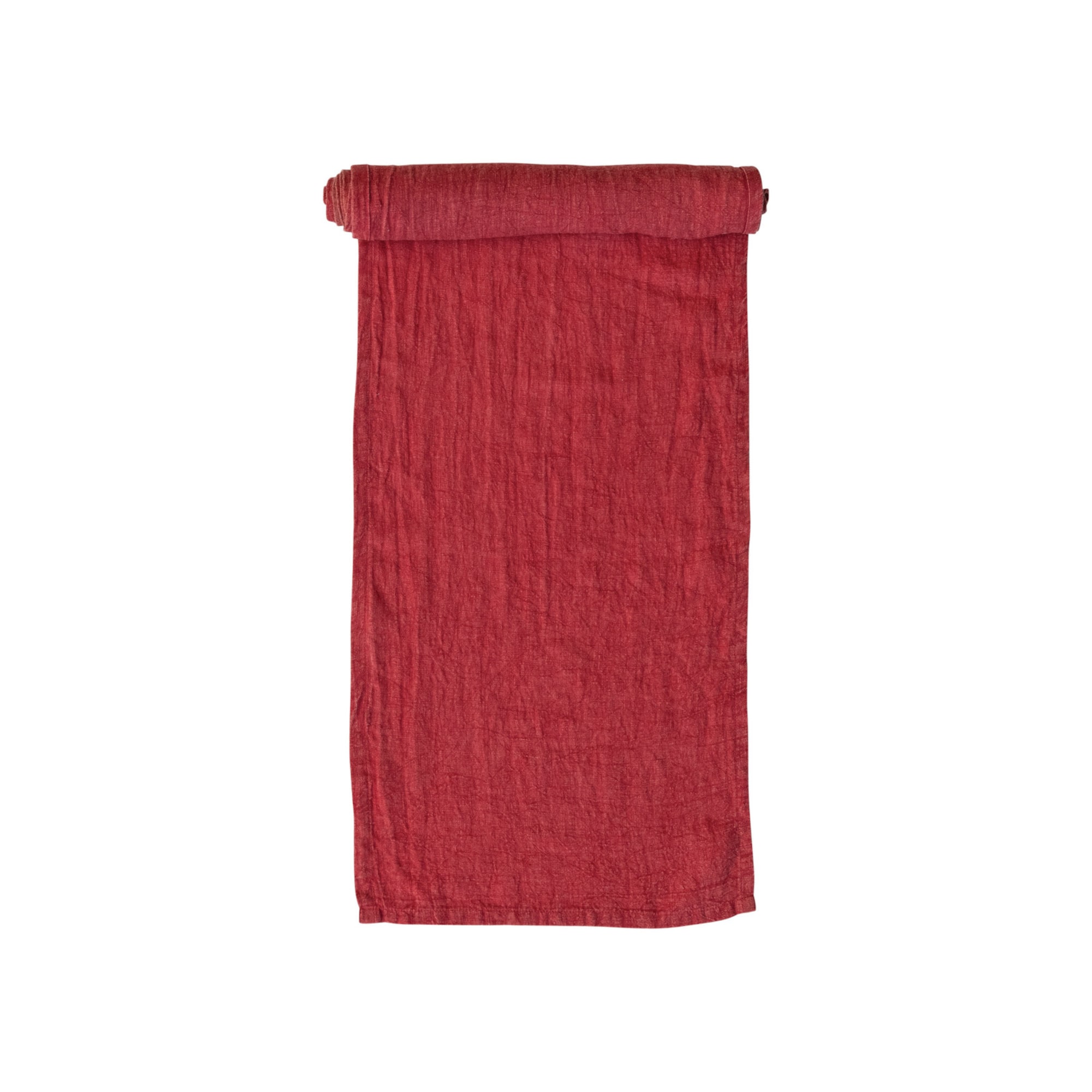 Hello Honey® 108" Red Stonewashed Linen Table Runner